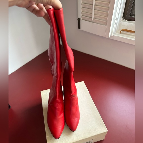 Size 7 1/2 Red Leather Boots! Never Worn! Perfect! - Picture 3 of 14